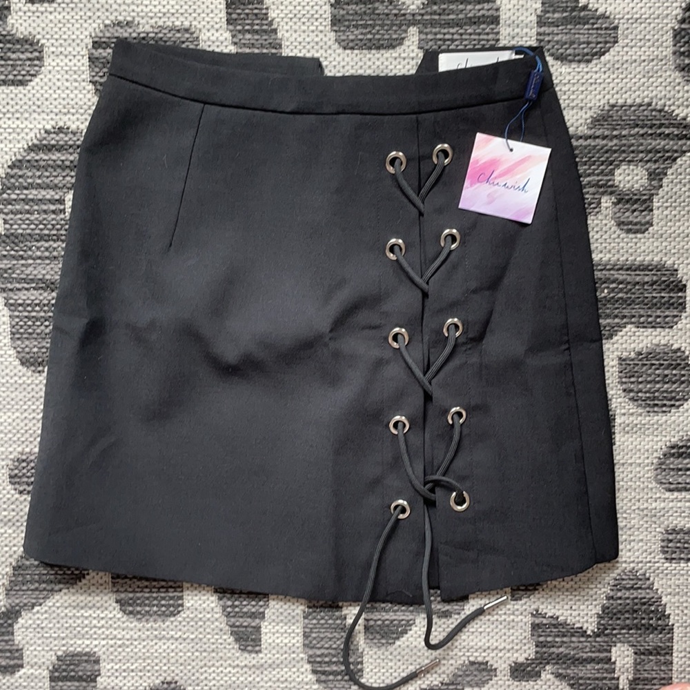 Lace-up Black Mini Skirt